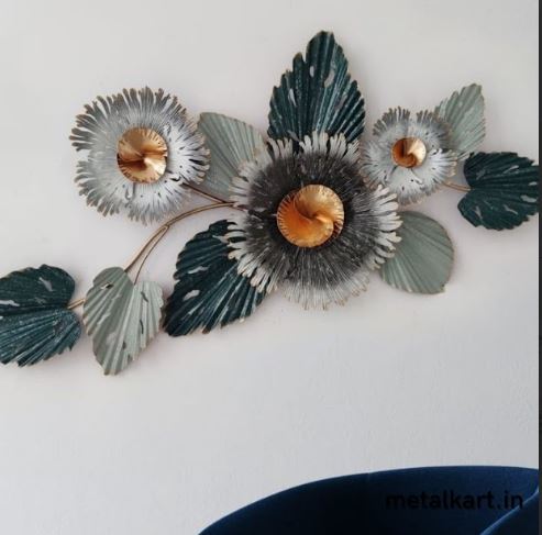 Metallic Enchanted Monochrome Blossoms Wall Accent (45 x 20 Inches)