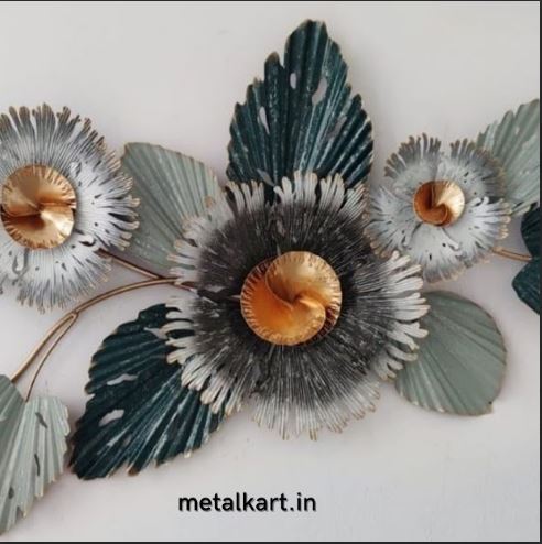 Metallic Enchanted Monochrome Blossoms Wall Accent (45 x 20 Inches)