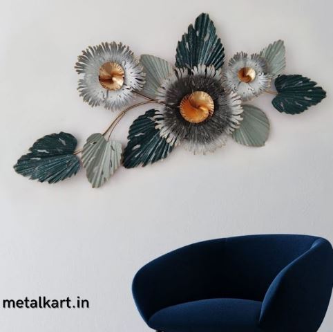 Metallic Enchanted Monochrome Blossoms Wall Accent (45 x 20 Inches)