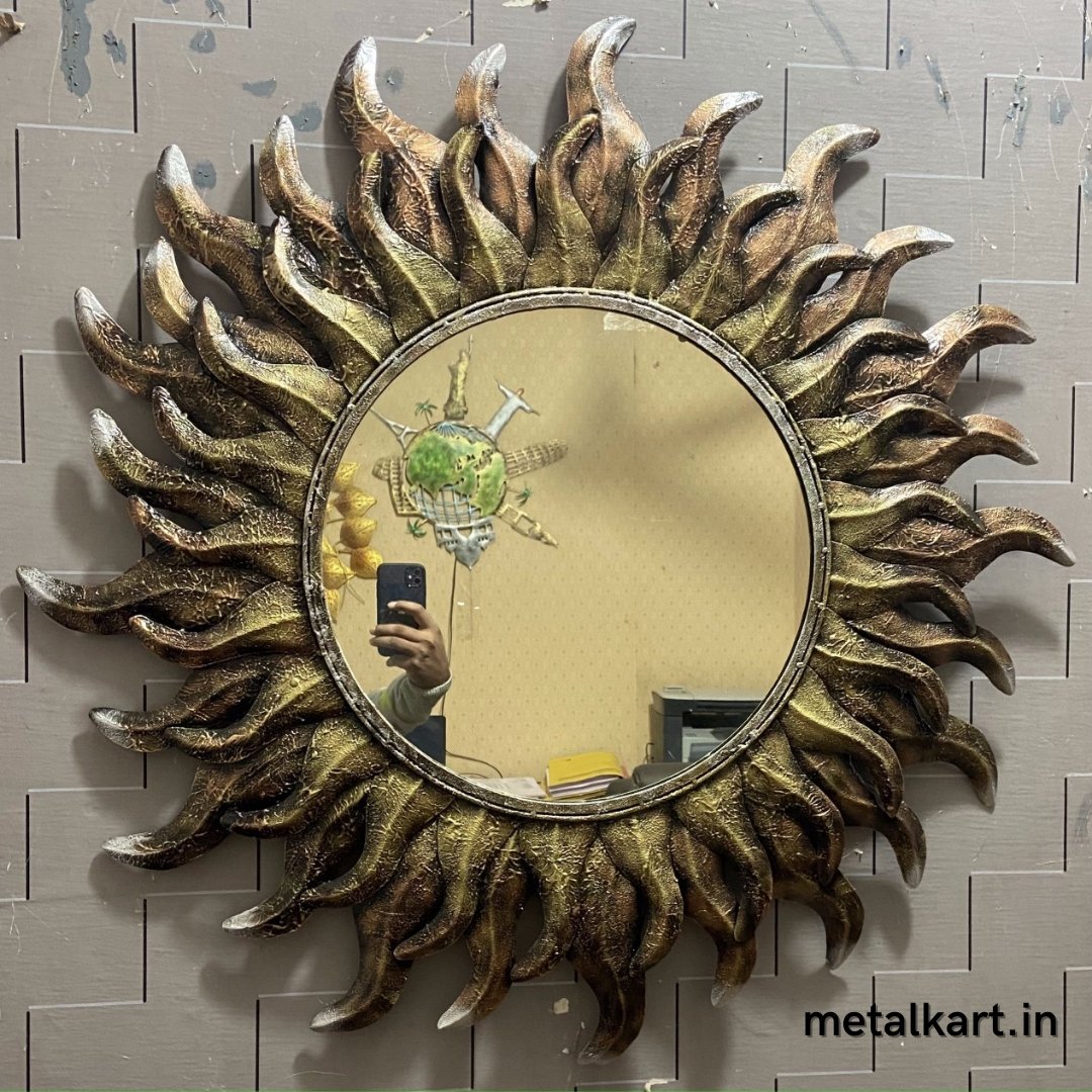 Metallic Fiery Sun mirror ( 36 x 36 Inches )