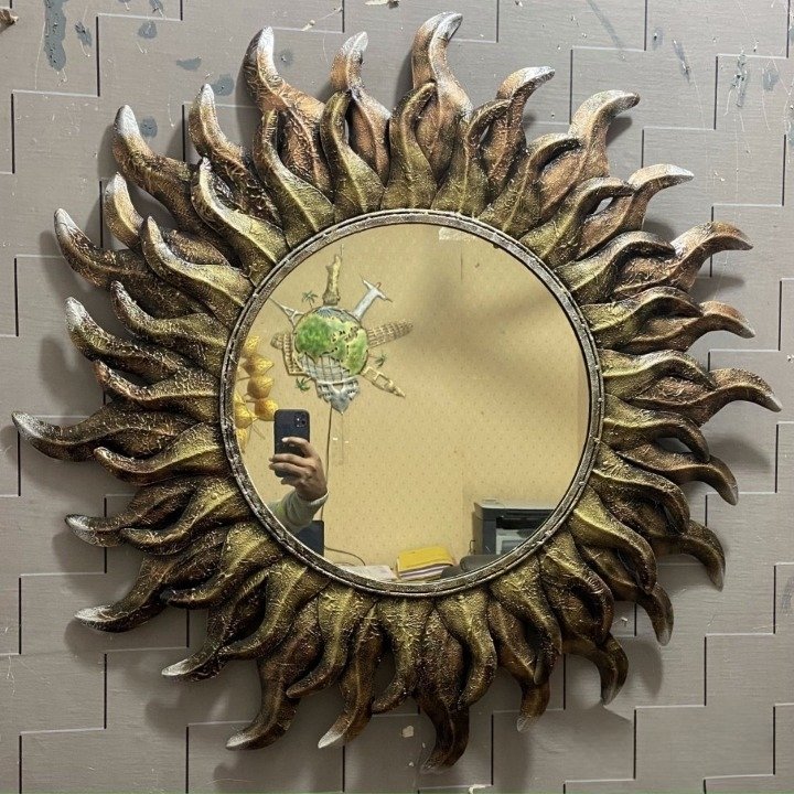 Metallic Fiery Sun mirror ( 36 x 36 Inches )
