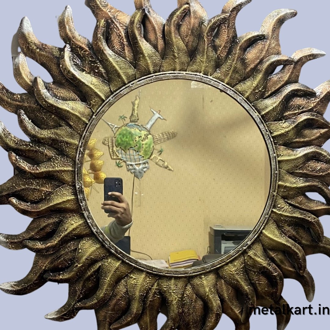 Metallic Fiery Sun mirror ( 36 x 36 Inches )