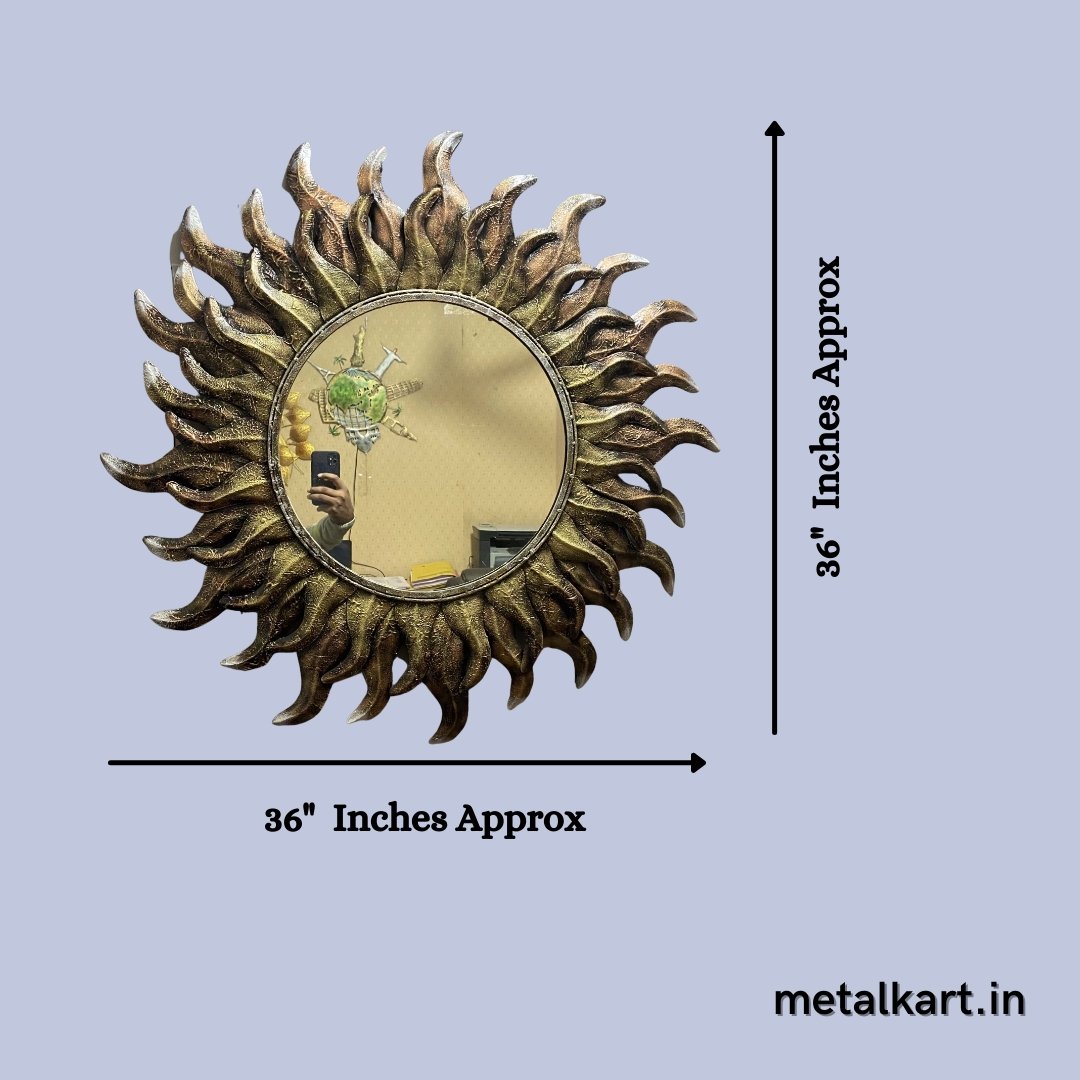 Metallic Fiery Sun mirror ( 36 x 36 Inches )