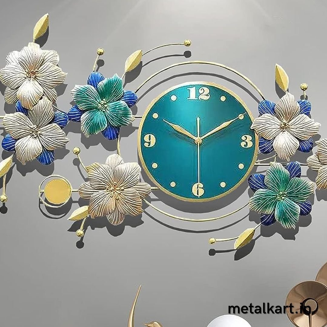 Metallic Floral Centre Wall Watch (48 x 24 Inches)