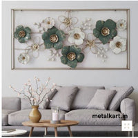 Thumbnail for Metallic floral frame wall art (53 x 27 Inches)