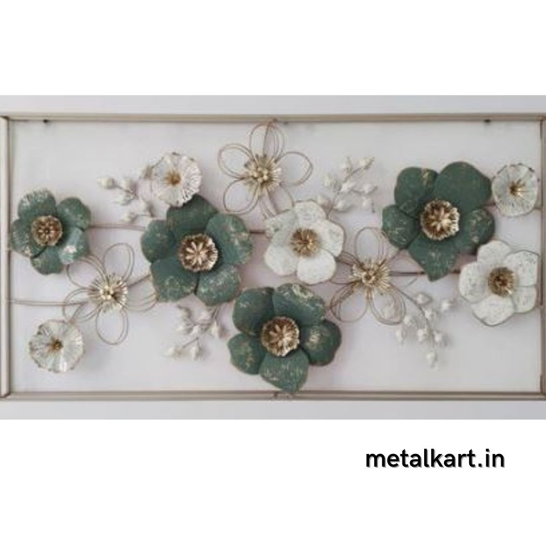 Metallic floral frame wall art (53 x 27 Inches)