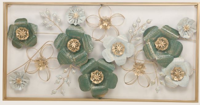Metallic floral frame wall art (53 x 27 Inches)