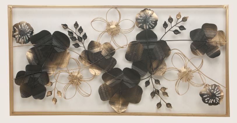 Metallic floral frame wall art (53 x 27 Inches)