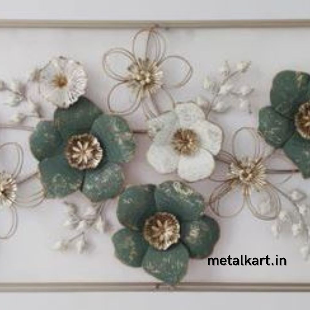 Metallic floral frame wall art (53 x 27 Inches)