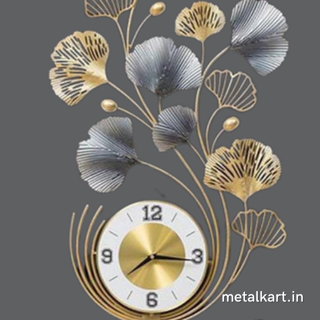 Metallic Floral Salute Wall Watch (17 x 30 Inches)