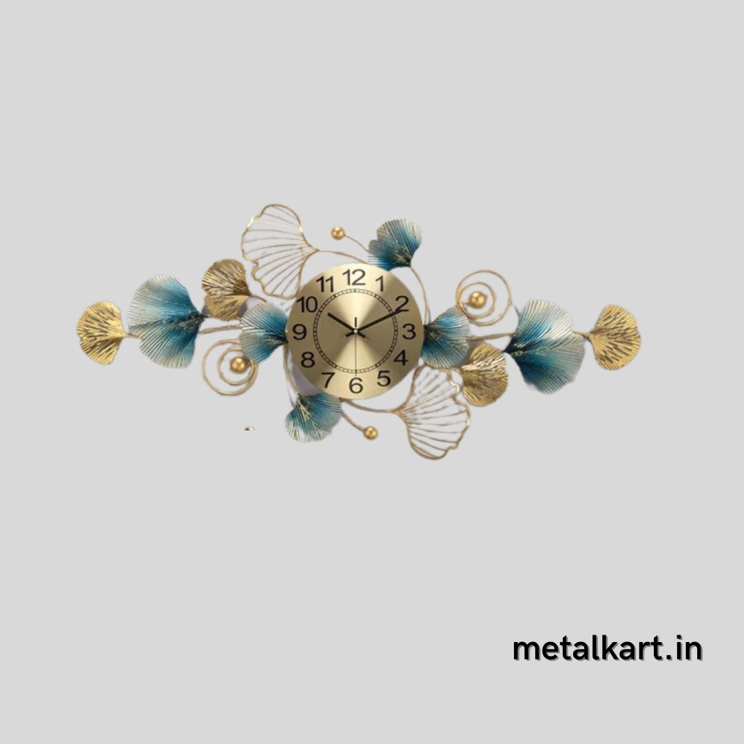 Metallic floral strip wall clock (48 x 20 Inches)