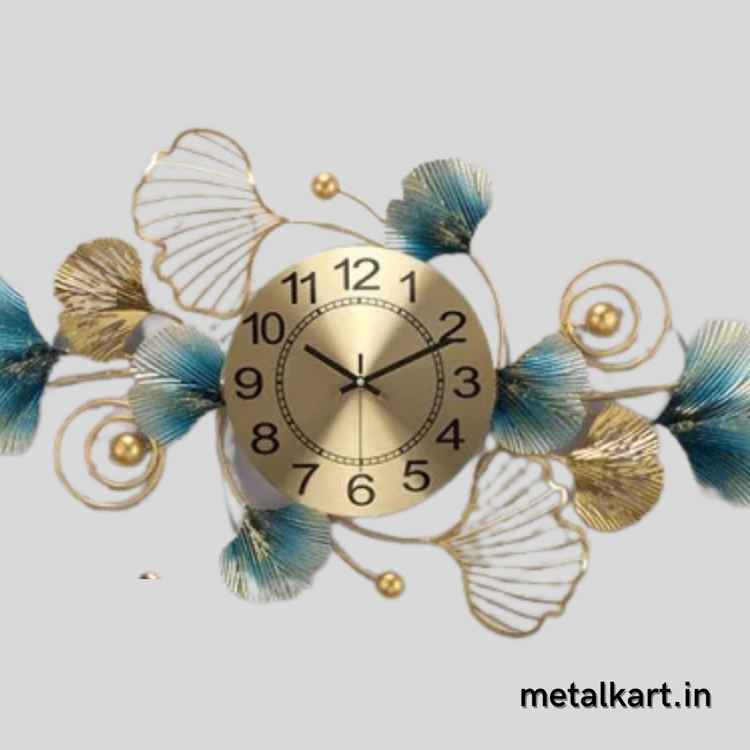 Metallic floral strip wall clock (48 x 20 Inches)