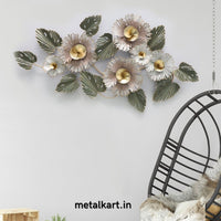 Thumbnail for Metallic flower wall hangings art (48 x 23 Inches)