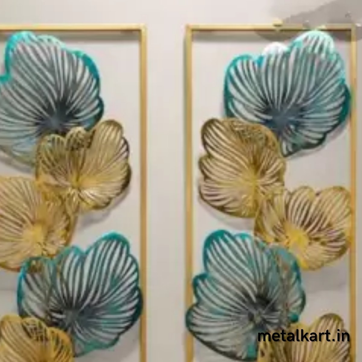 Metallic Framed Oval Leaflets Wall Decor (13.5 x 38.5 Inches)