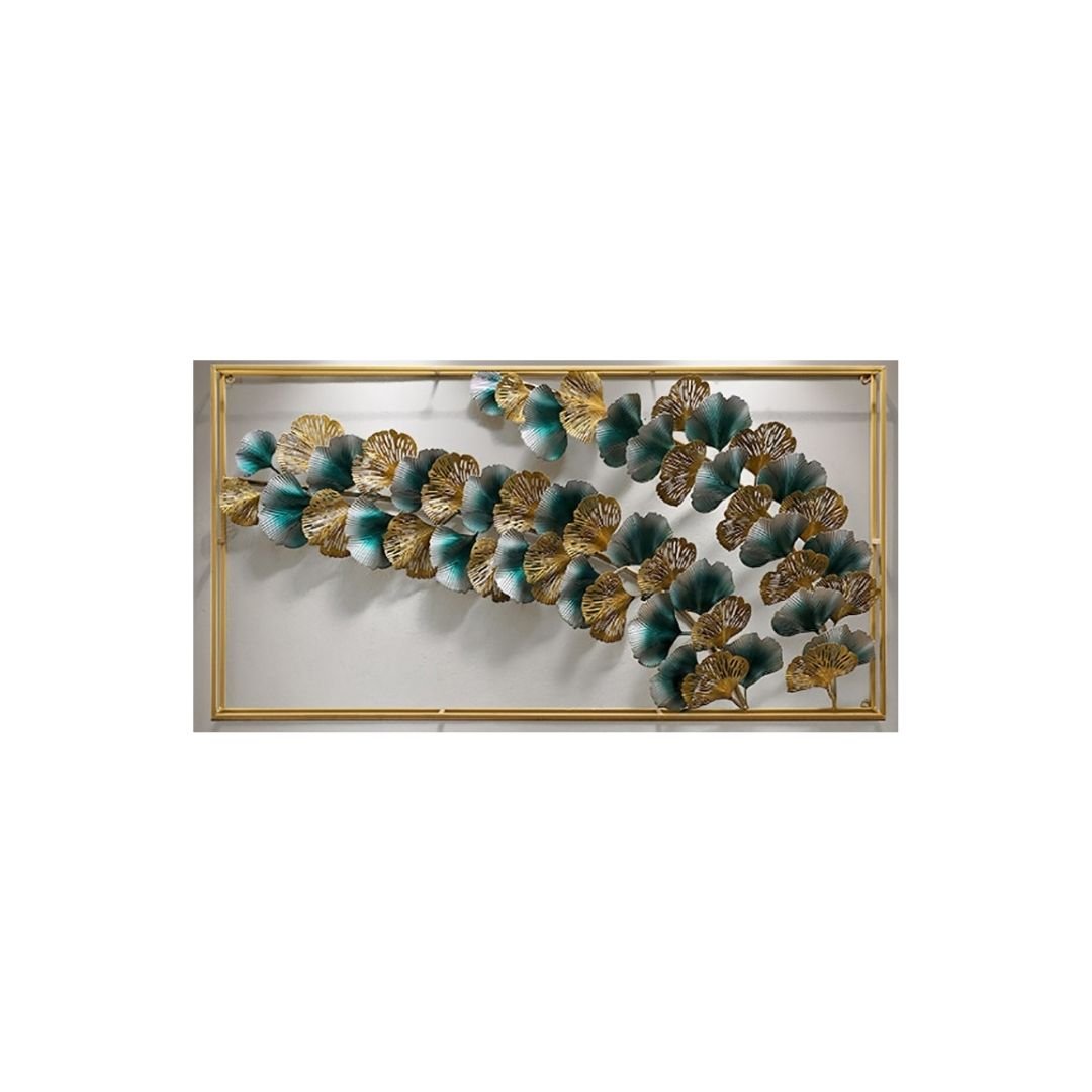 Metallic Framed Spreading Leaves Wall Art (48 x 24 Inches)