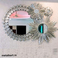 Thumbnail for Metallic Gilded Aureole Sunburst Mirror (42 x 34 Inches)