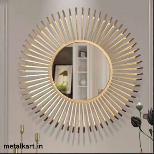 Metallic Gilded Celestial Bloom Wall Mirror (24 x 24 Inches)