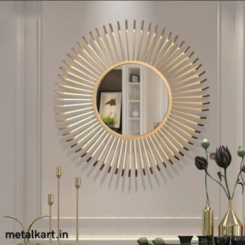 Metallic Gilded Celestial Bloom Wall Mirror (24 x 24 Inches)