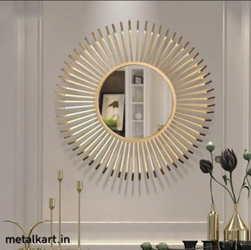 Metallic Gilded Celestial Bloom Wall Mirror (24 x 24 Inches)