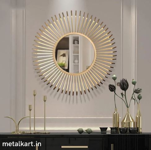 Metallic Gilded Celestial Bloom Wall Mirror (24 x 24 Inches)