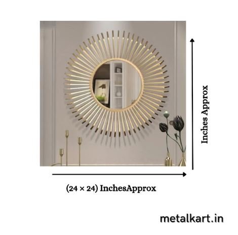 Metallic Gilded Celestial Bloom Wall Mirror (24 x 24 Inches)