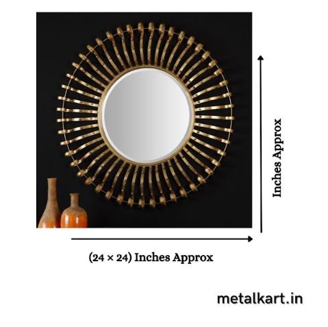 Metallic Gilded Latticework Halo Wall Mirror (24 x 24 Inches)