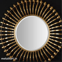 Thumbnail for Metallic Gilded Latticework Halo Wall Mirror (24 x 24 Inches)