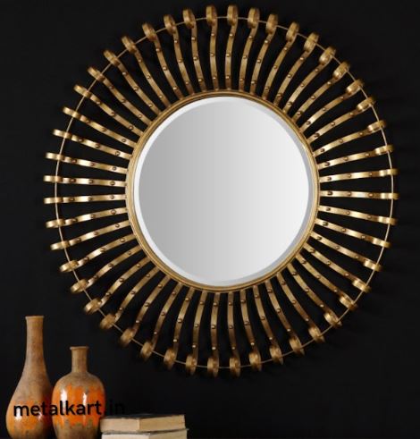 Metallic Gilded Latticework Halo Wall Mirror (24 x 24 Inches)