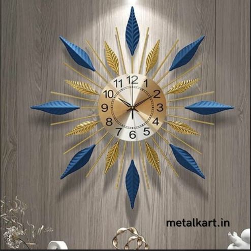 Metallic Golden Azure Pointed Sunburst Clock (24 x 24 Inches)