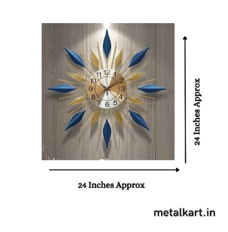 Metallic Golden Azure Pointed Sunburst Clock (24 x 24 Inches)