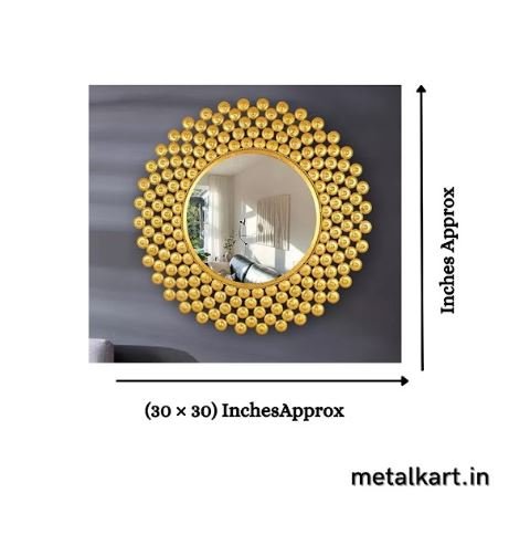 Metallic Golden Celestial Bloom Wall Mirror (30 x 30 Inches)