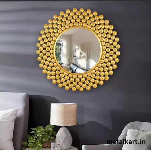 Metallic Golden Celestial Bloom Wall Mirror (30 x 30 Inches)