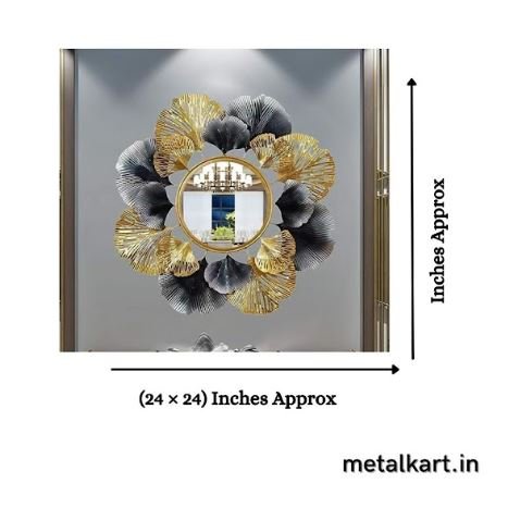 Metallic Golden Floral Eclipse Wall Mirror (24 x 24 Inches)