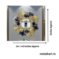 Thumbnail for Metallic Golden Floral Eclipse Wall Mirror (24 x 24 Inches)