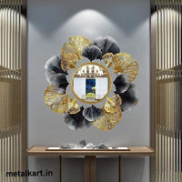 Thumbnail for Metallic Golden Floral Eclipse Wall Mirror (24 x 24 Inches)