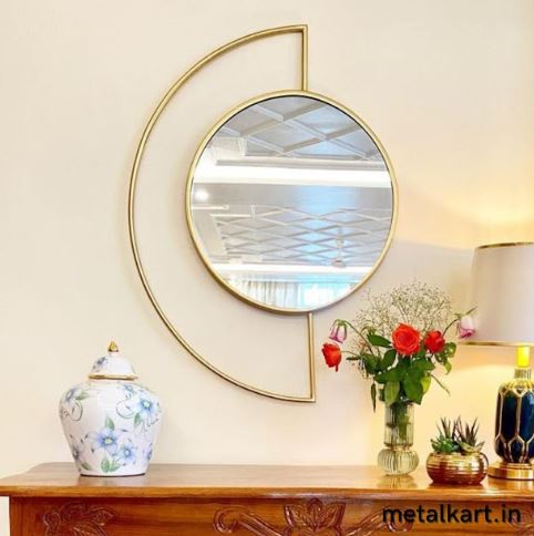 Metallic Golden Radiance Chrysanthemum Wall Mirror (27 x 35 Inches)