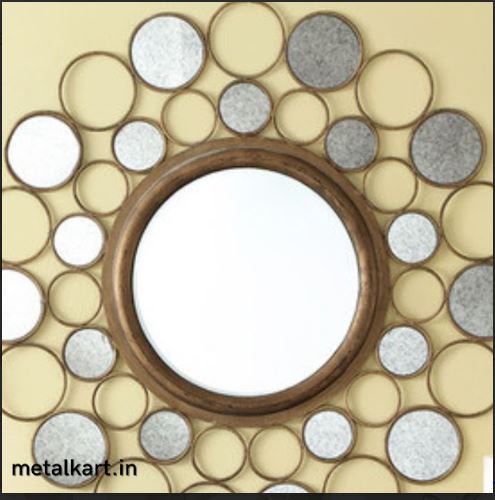 Metallic Golden Solar Radiance Wall Mirror (30 x 30 Inches)