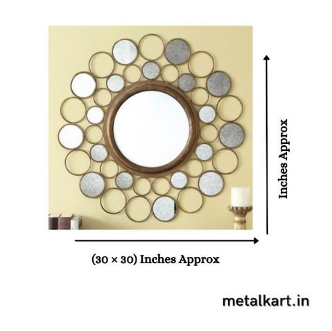 Metallic Golden Solar Radiance Wall Mirror (30 x 30 Inches)