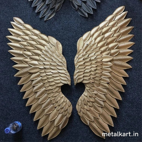 Metallic golden wings wall accent (18 x 40 Inches )