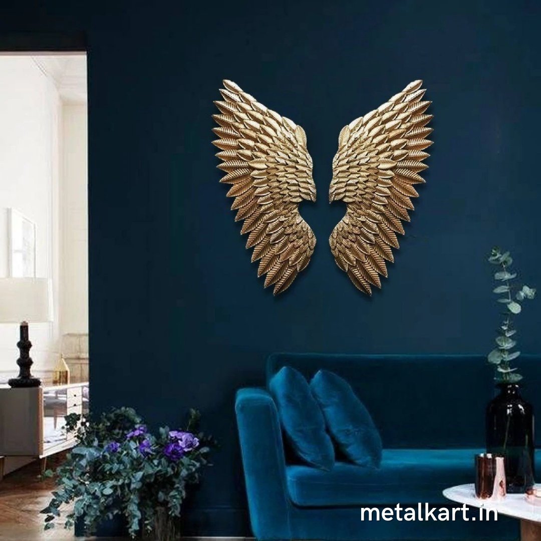 Metallic golden wings wall accent (18 x 40 Inches )