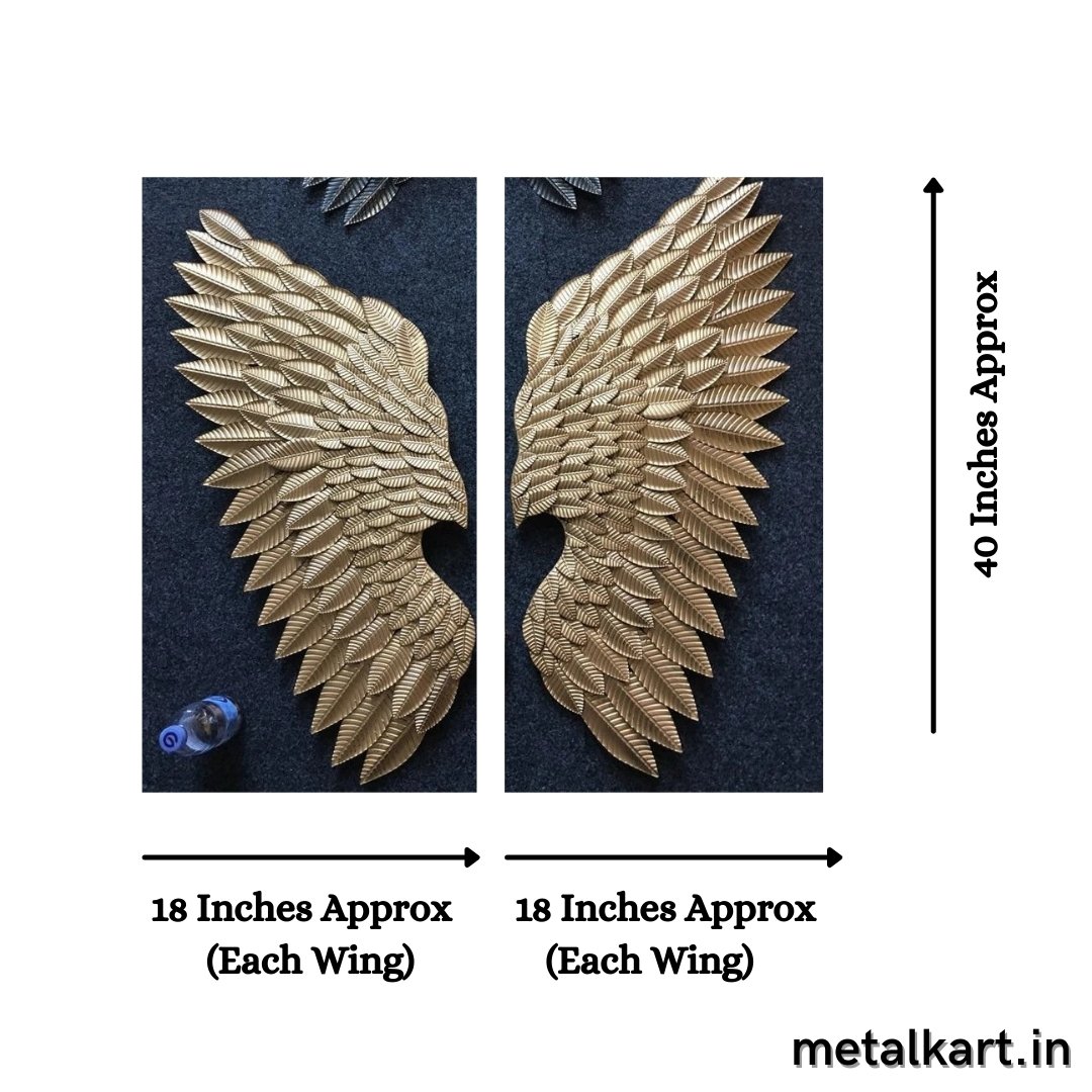 Metallic golden wings wall accent (18 x 40 Inches )