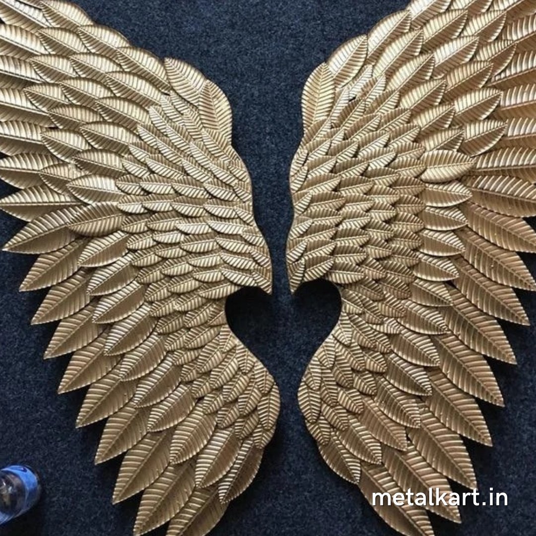 Metallic golden wings wall accent (18 x 40 Inches )
