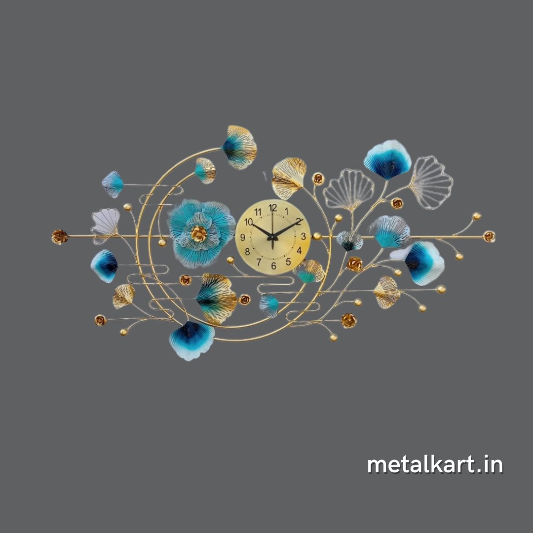 Metallic half moon designer wall clock (48 x 25 Inches)