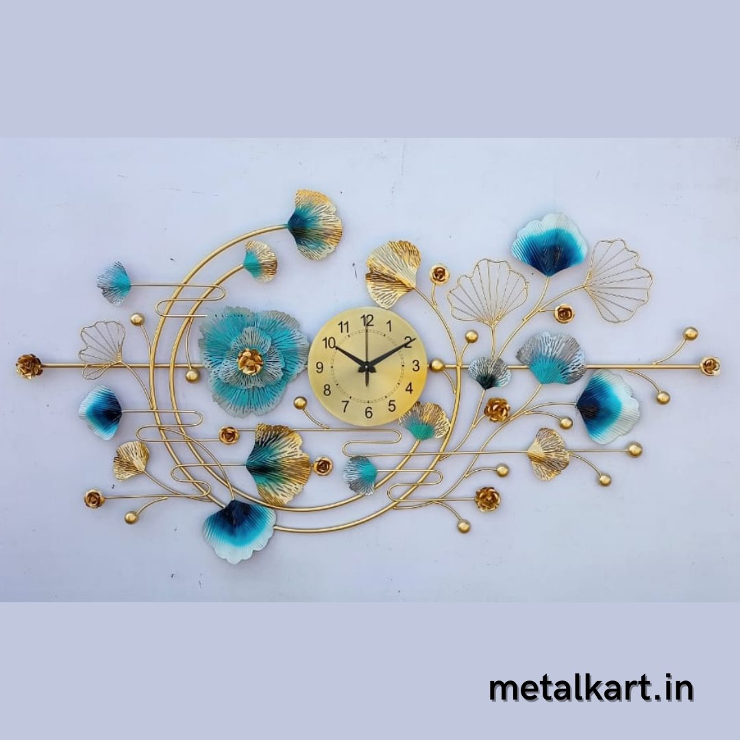 Metallic half moon designer wall clock (48 x 25 Inches)