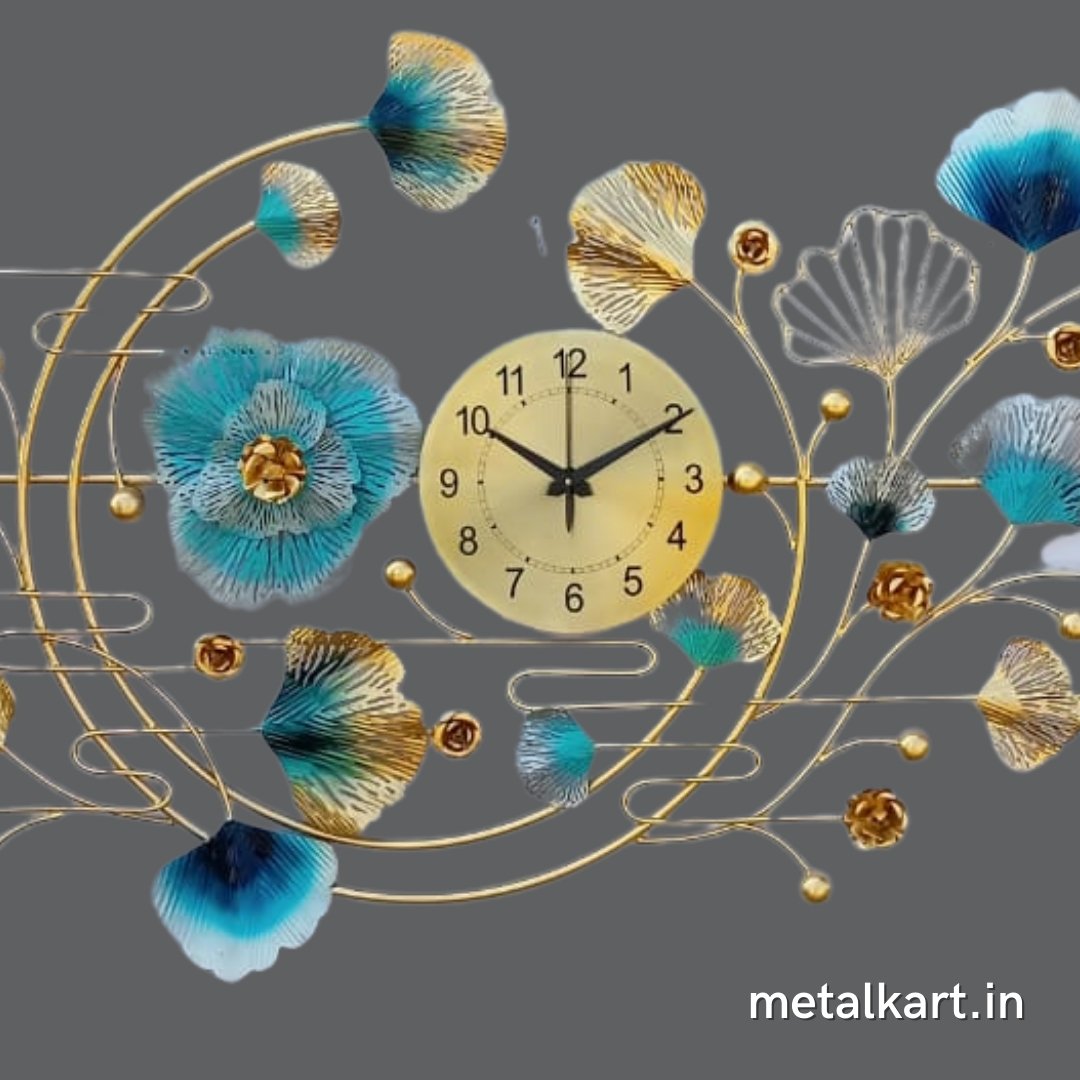 Metallic half moon designer wall clock (48 x 25 Inches)
