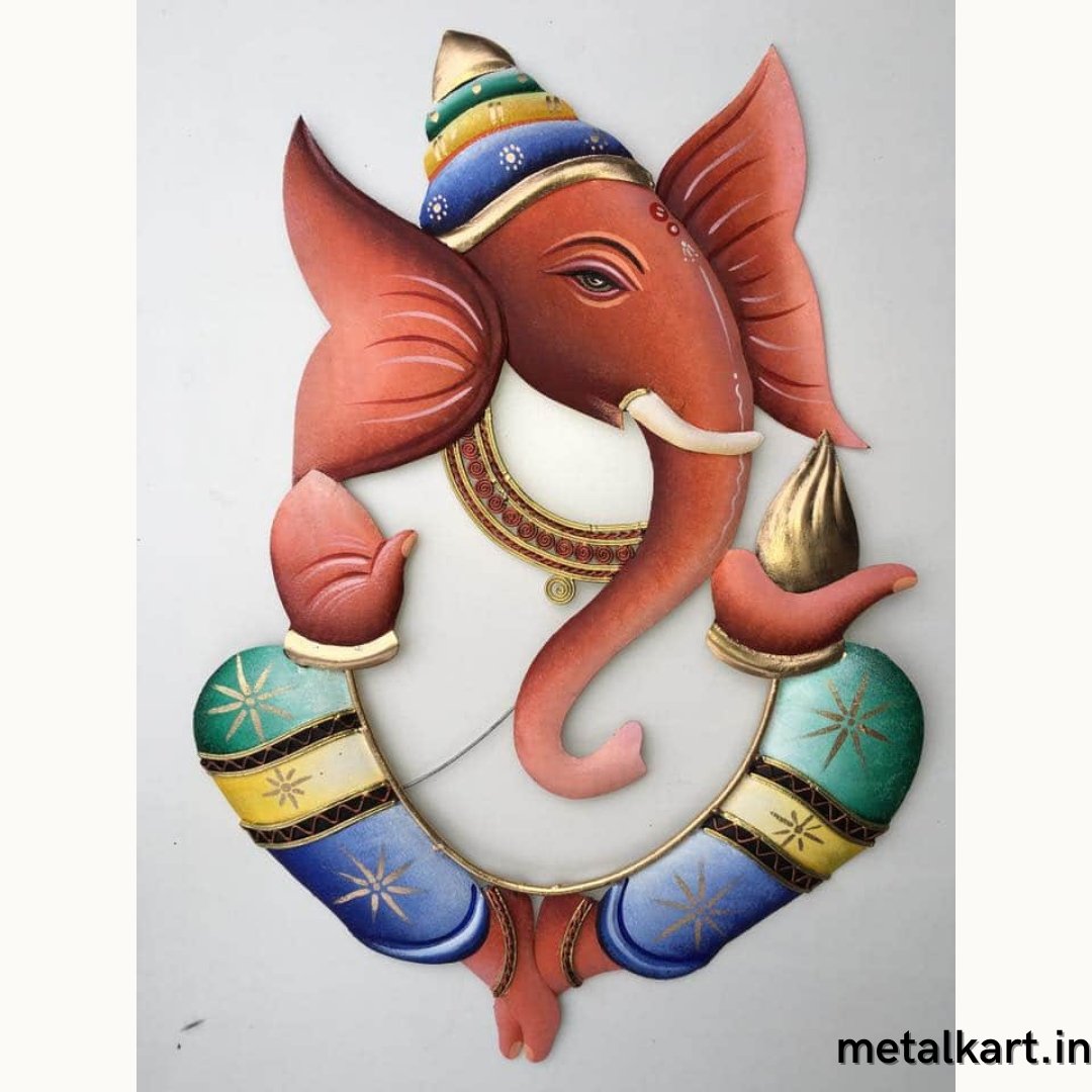 Metallic Jire top Ganesha Wall sculpture (24 x 22 Inches)