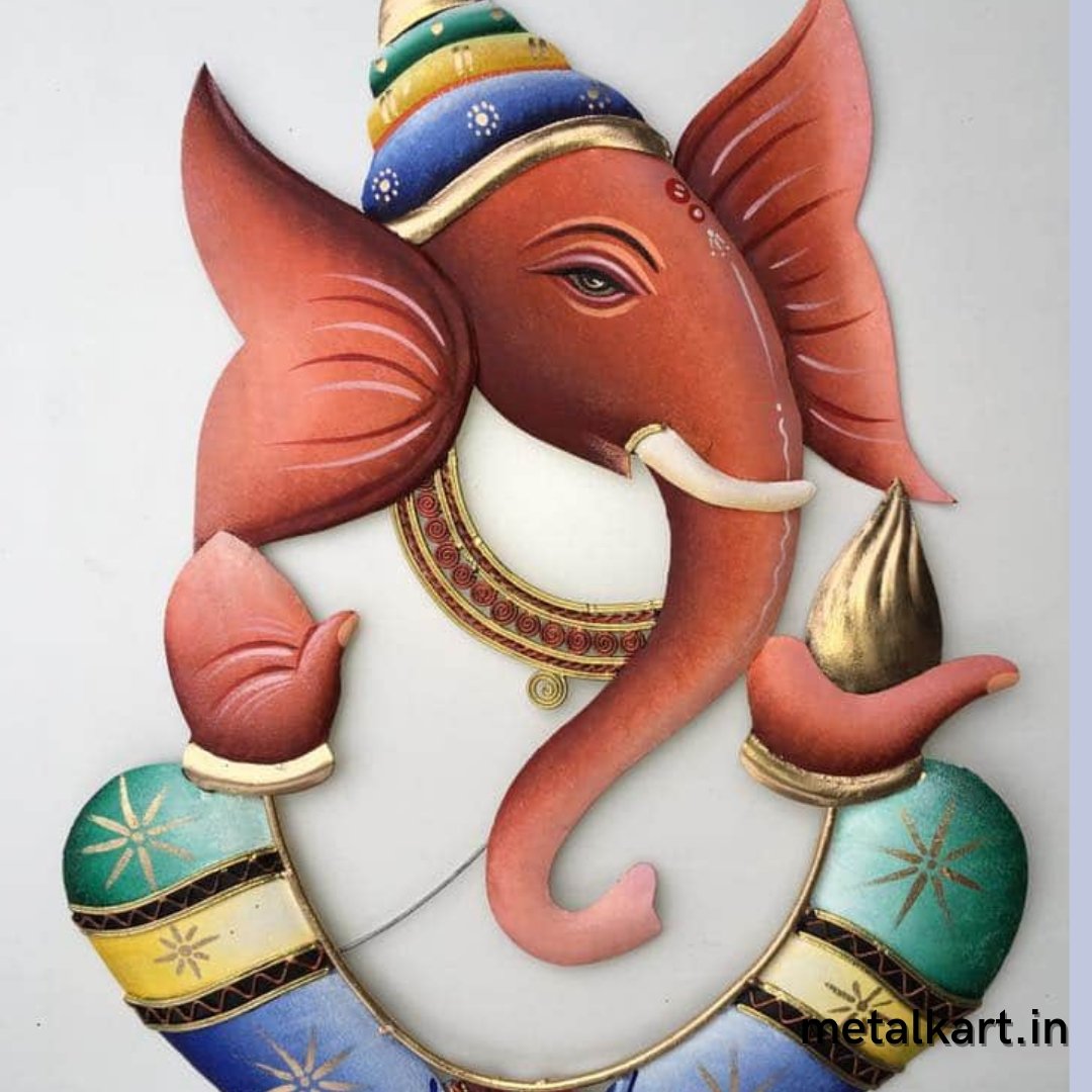 Metallic Jire top Ganesha Wall sculpture (24 x 22 Inches)