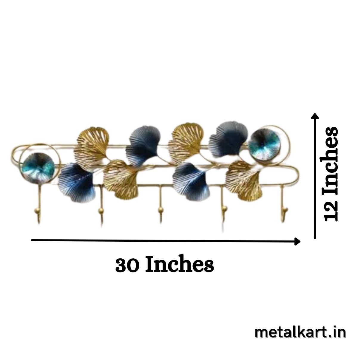 Metallic Leaves Wall Hooks for bed room (30 x 12 Inches)