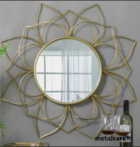 Metallic Lotus Mirror (24 x 24 Inches)