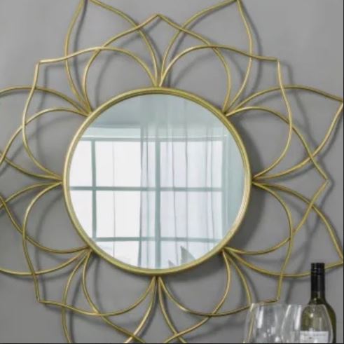 Metallic Lotus Mirror (24 x 24 Inches)